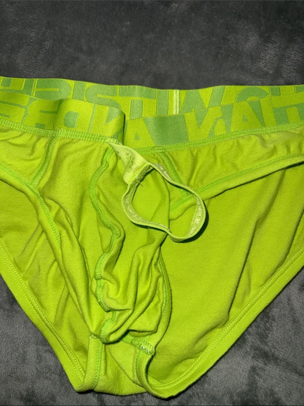 Andrew Christian Neon Lime Briefs with Branded Waistband with build in c-ring